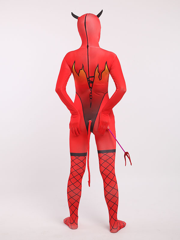Halloween Sexy Red Demon Lycra Spandex Bodysuit